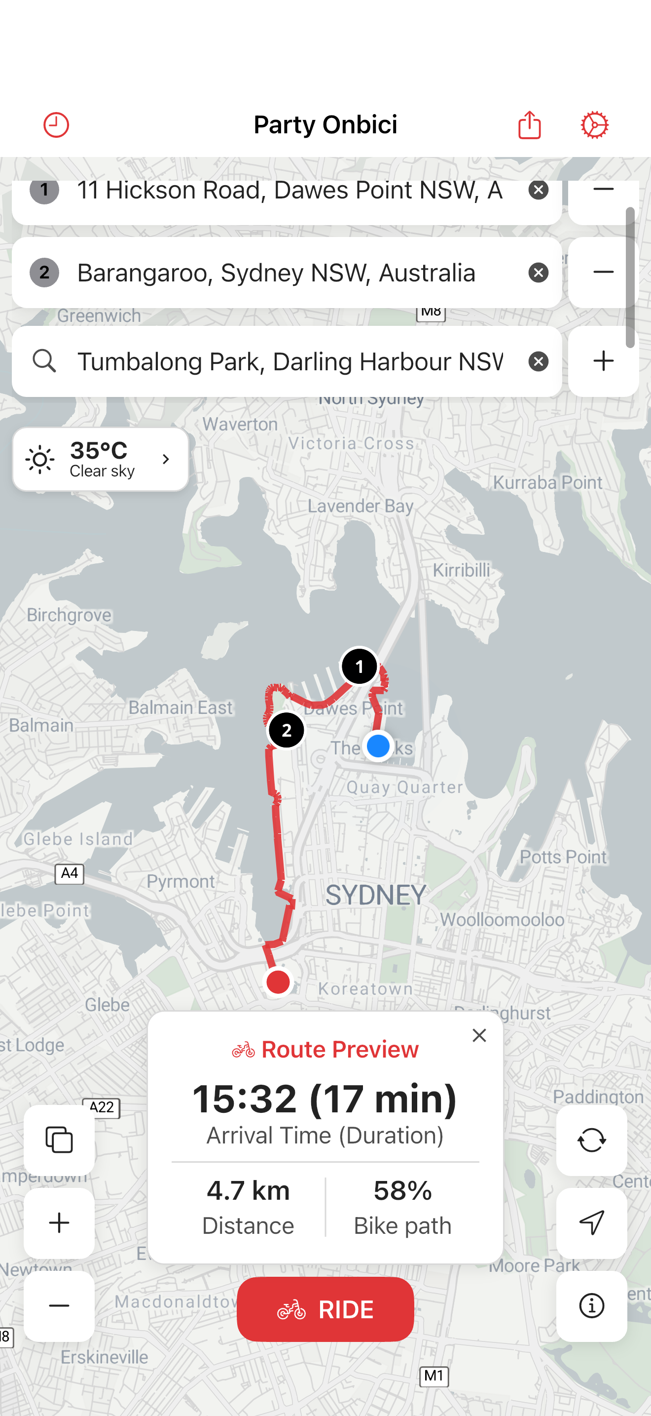 Party Onbici iOS - Route Planning