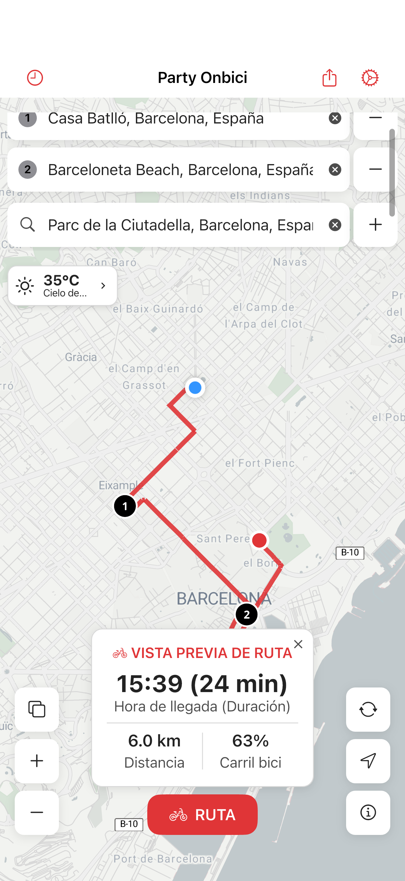 Party Onbici iOS - Planificación de rutas
