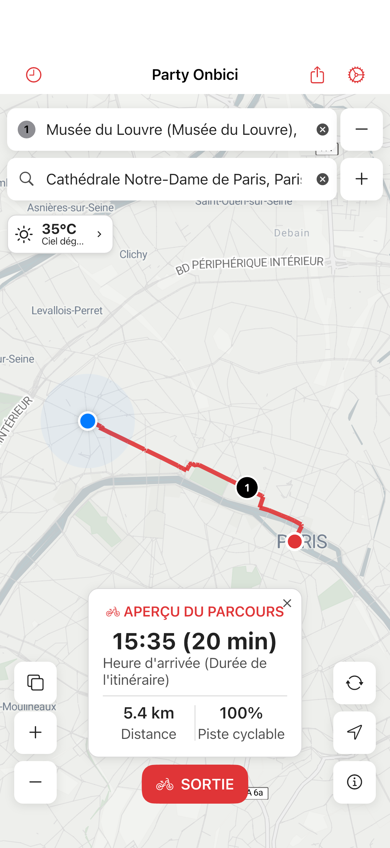 Party Onbici iOS - Planification d'itinéraires