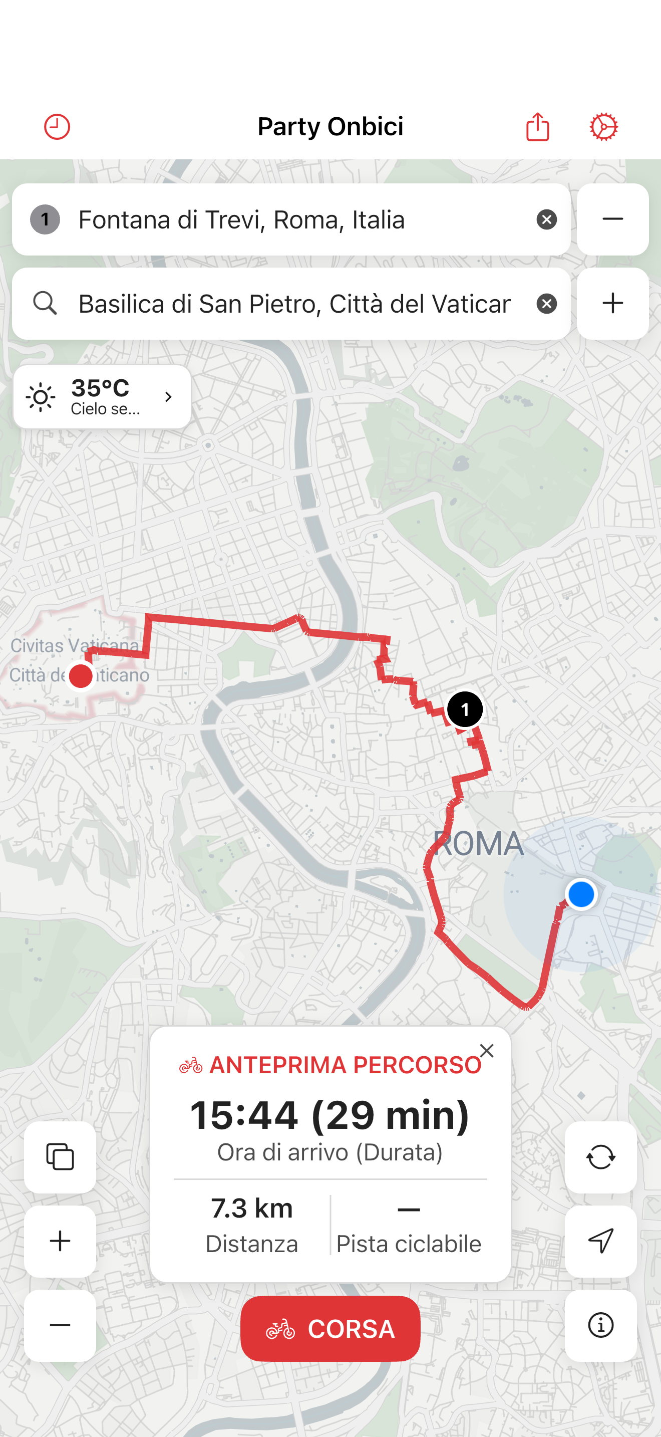 Party Onbici iOS - Pianificazione percorsi