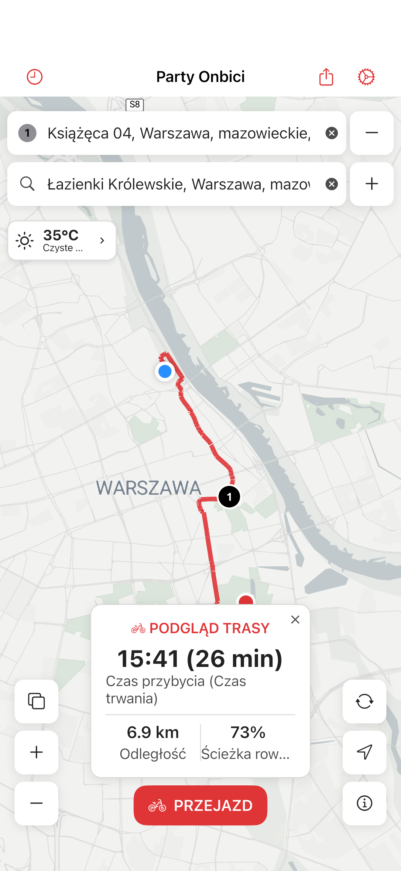 Party Onbici iOS - Planowanie tras