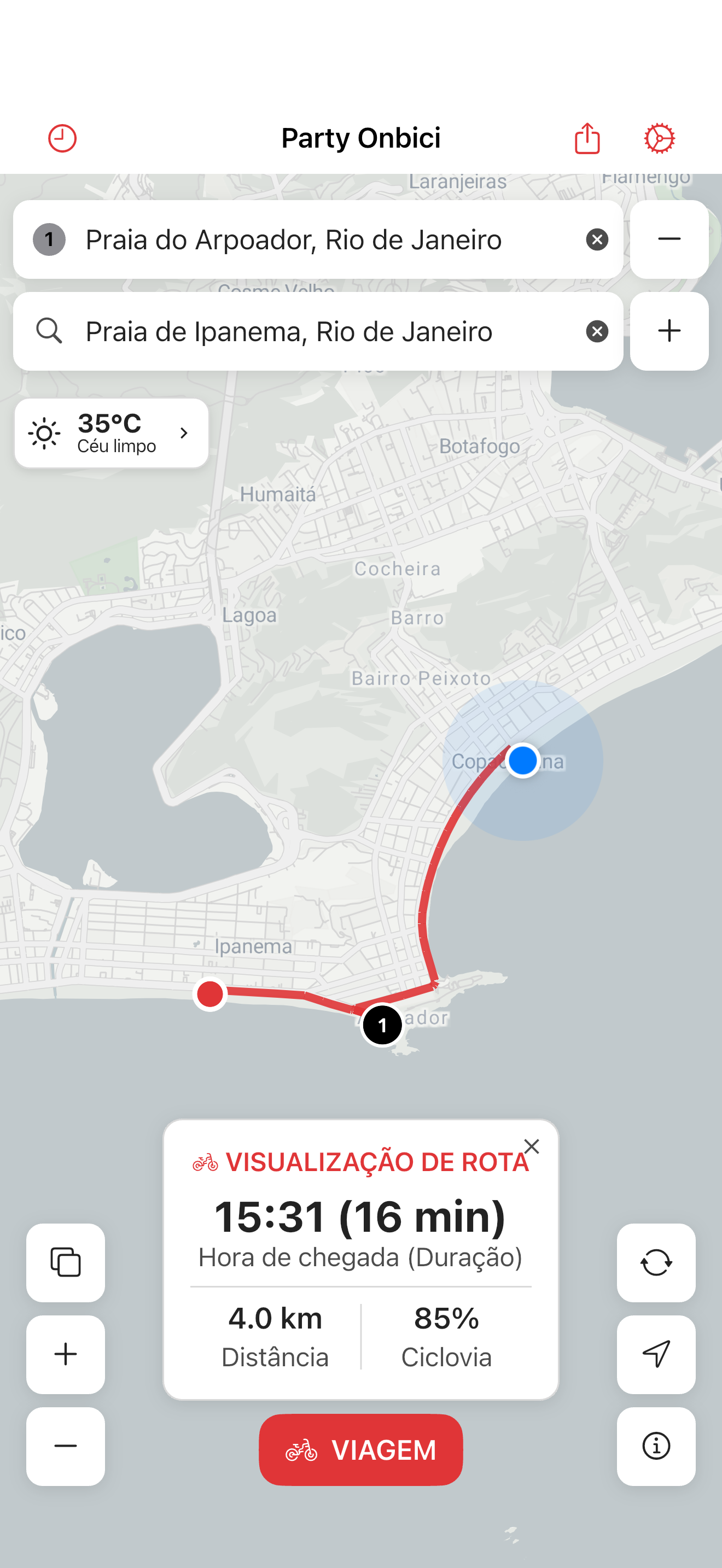 Party Onbici iOS - Planejamento de rotas