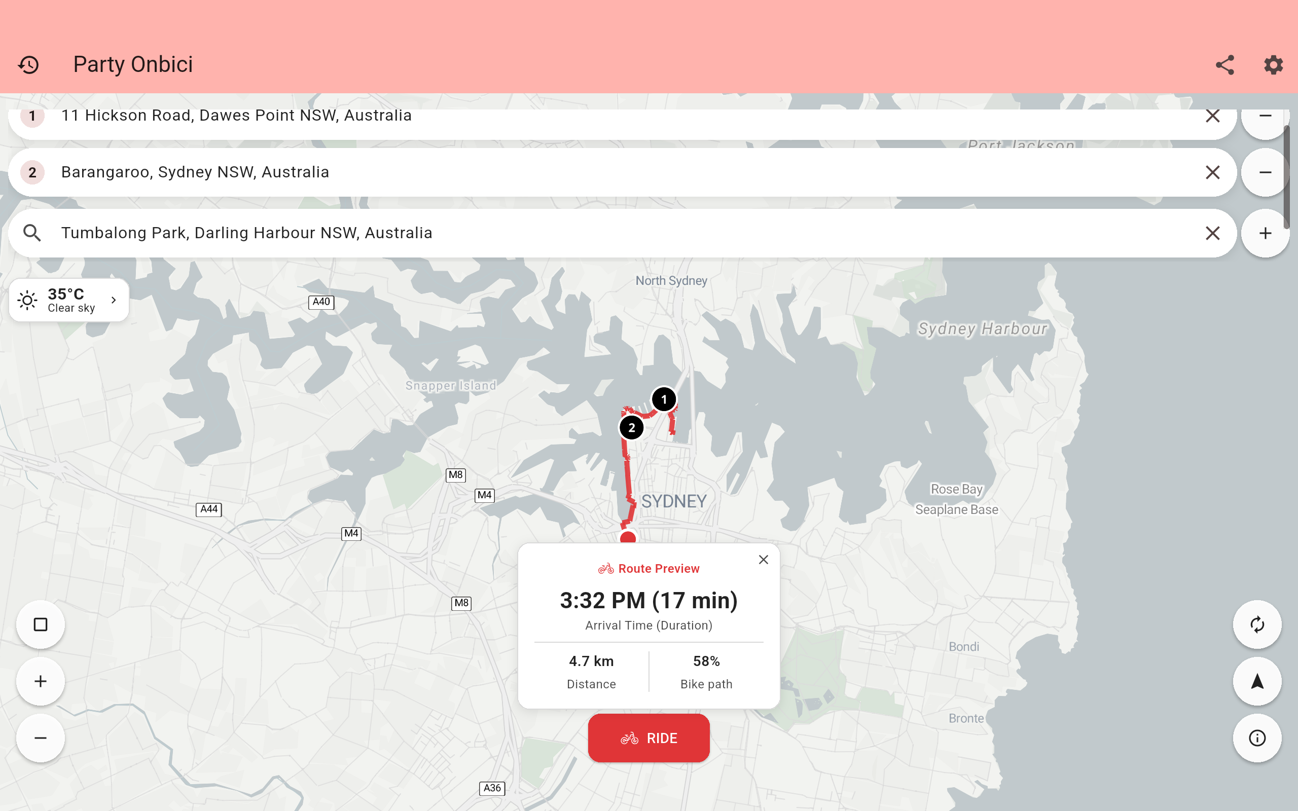 Party Onbici on tablet