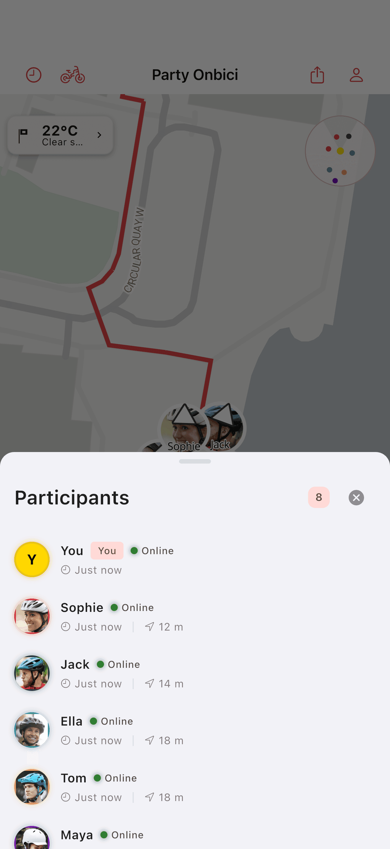 Party participant list (light mode)