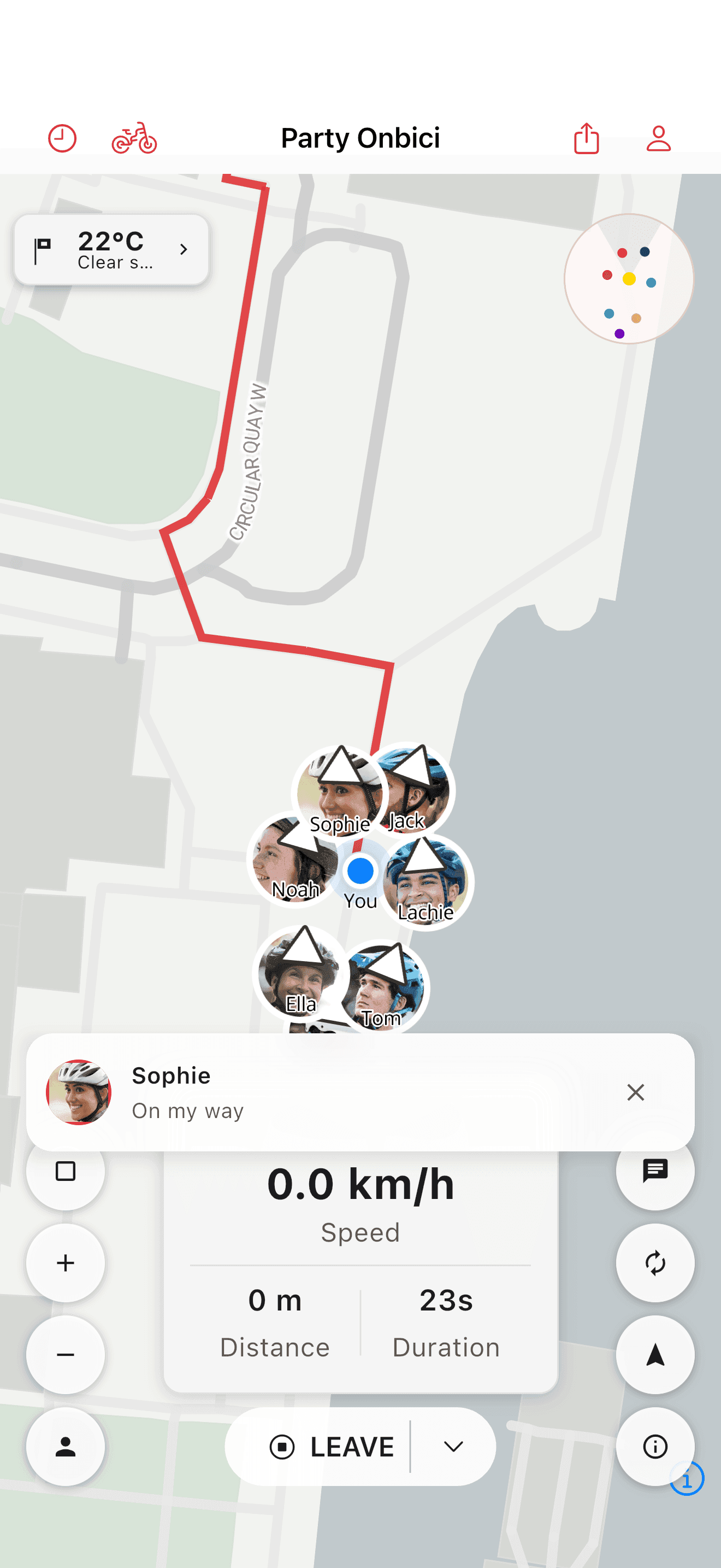 In-ride message toast with sender avatar (light mode)