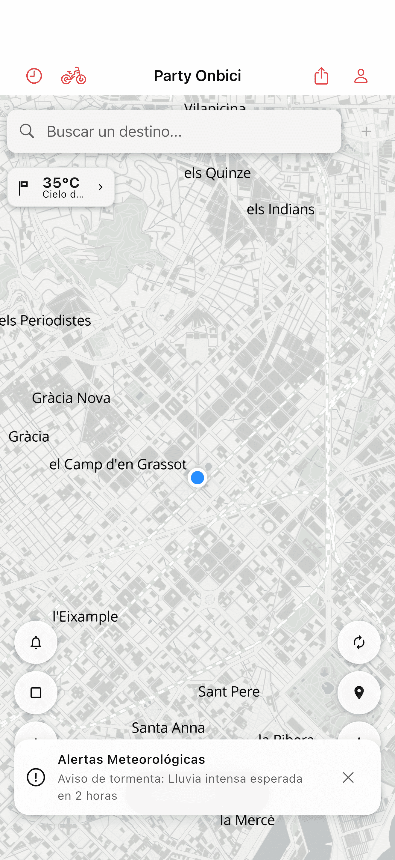 Clusters de aparcamientos de bici en el mapa (light mode)