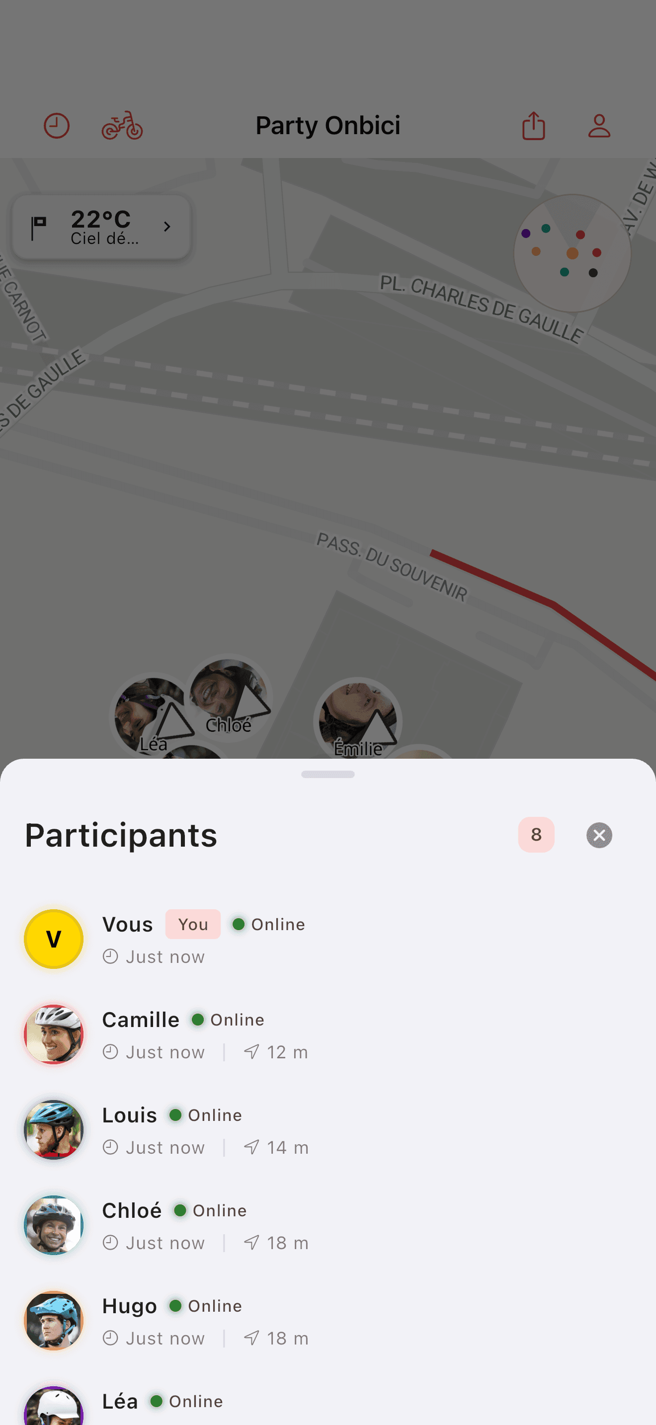 Liste des participants à la sortie (light mode)