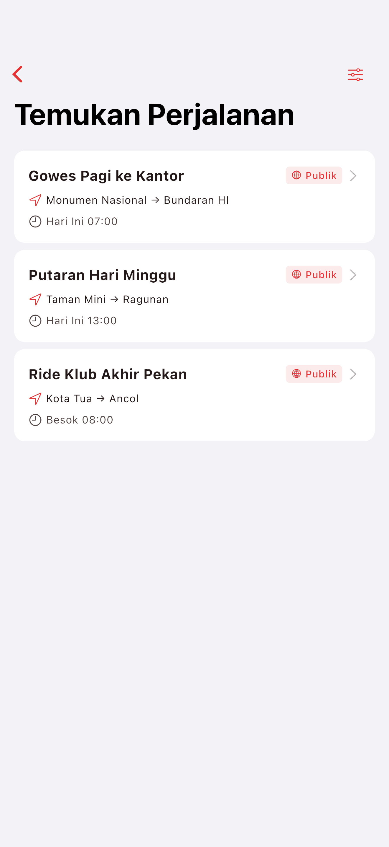 Temukan party di sekitar di peta (light mode)