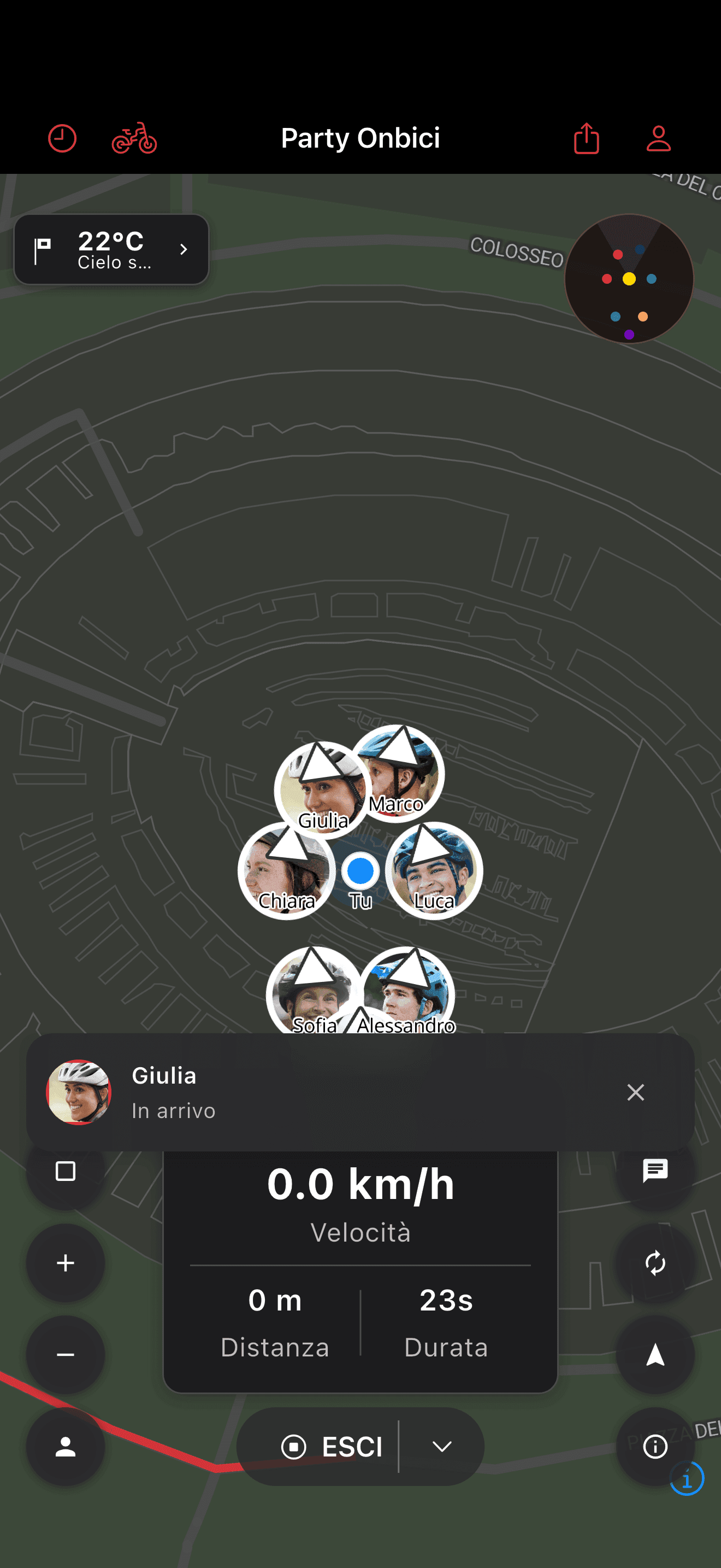 Toast di messaggio in uscita con avatar del mittente (dark mode)