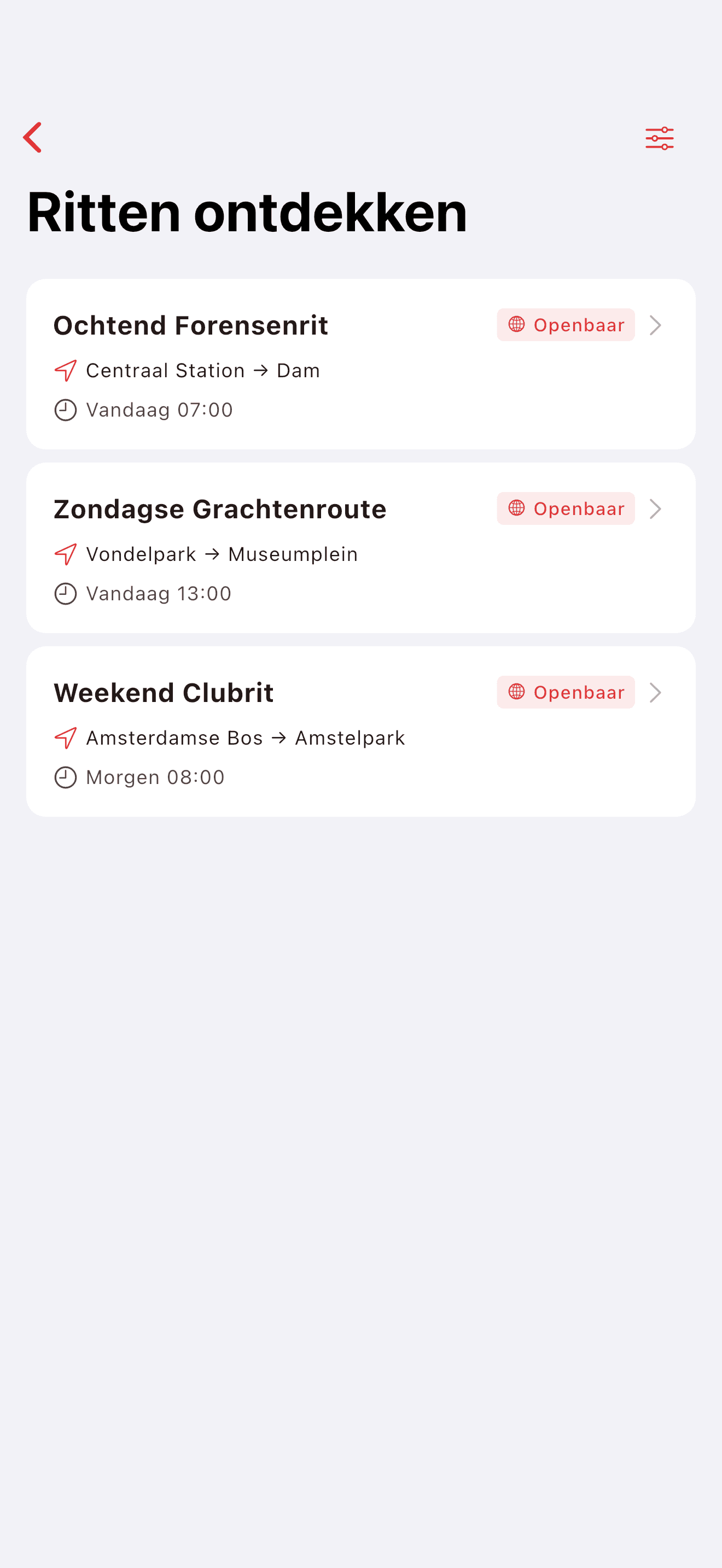Ontdek partys in de buurt op de kaart (light mode)