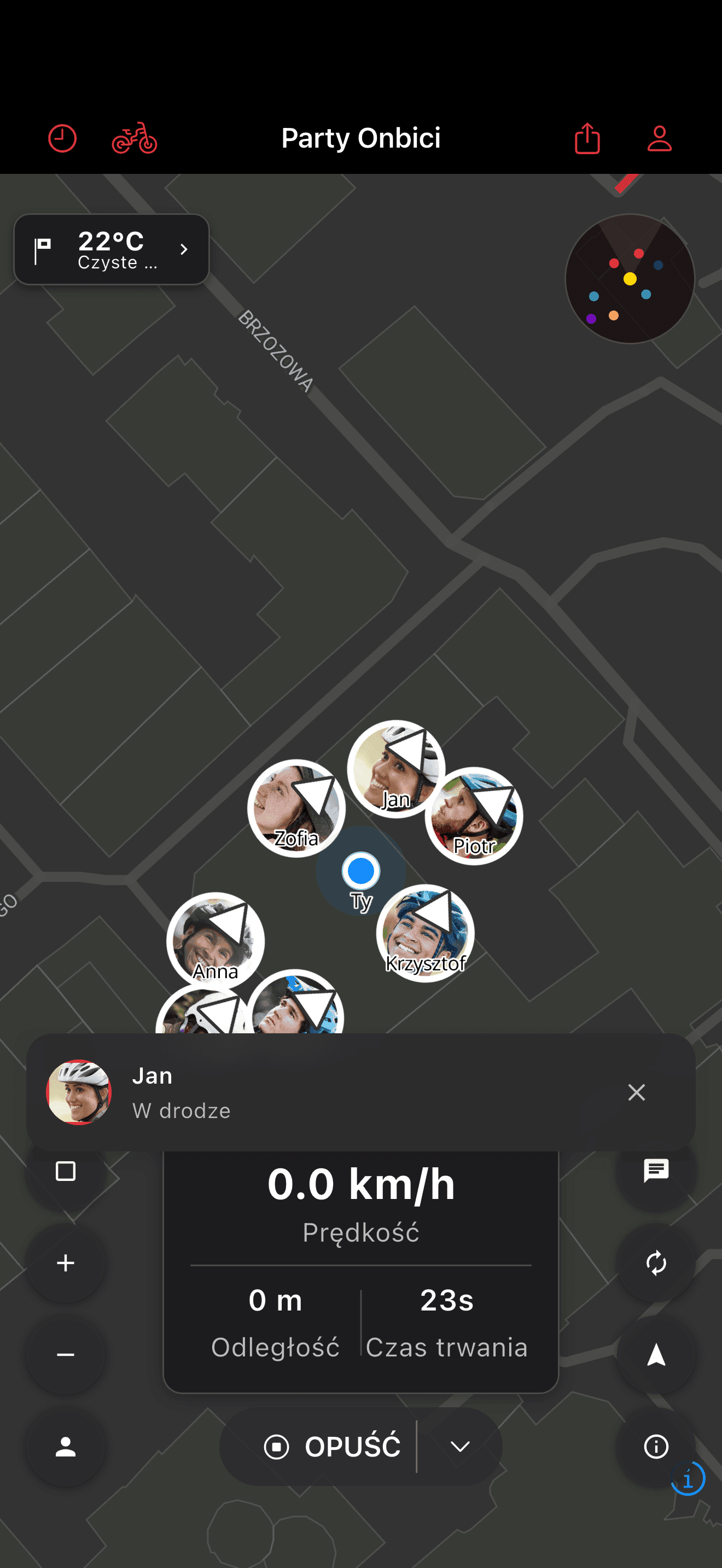 Toast wiadomości w przejeździe z avatarem nadawcy (dark mode)