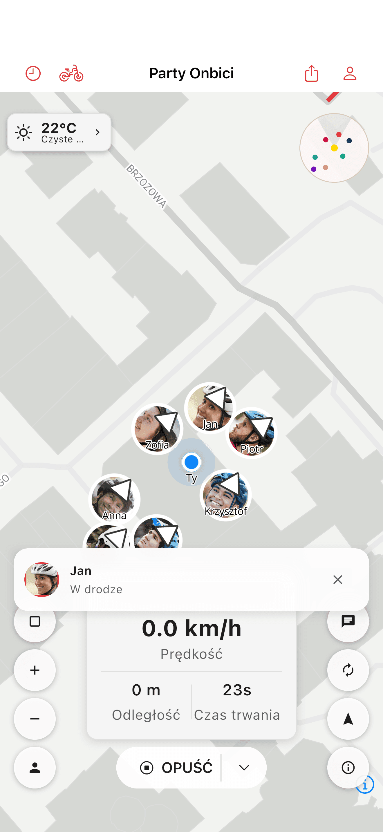Toast wiadomości w przejeździe z avatarem nadawcy (light mode)