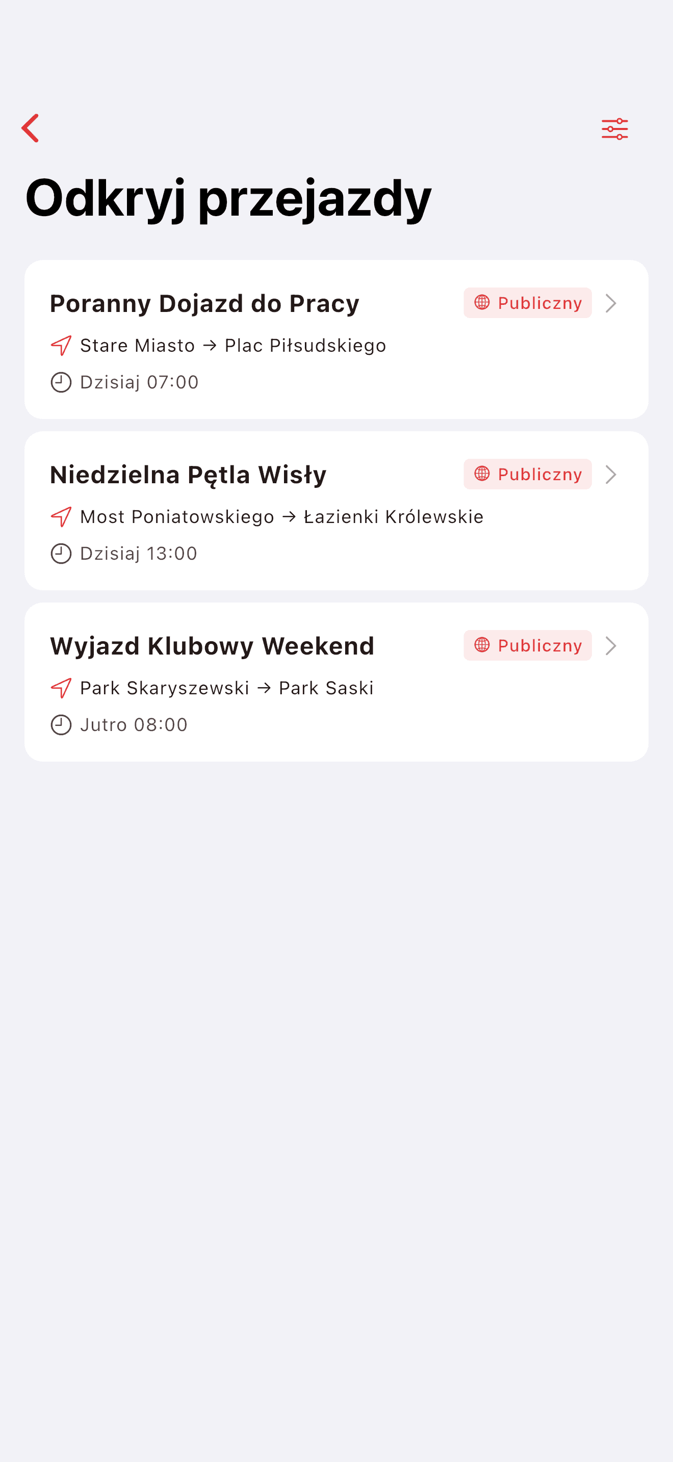 Odkrywaj pobliskie party na mapie (light mode)