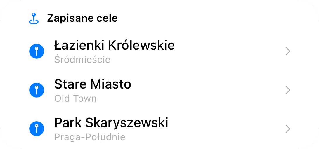 Zapisane miejsca docelowe (light)