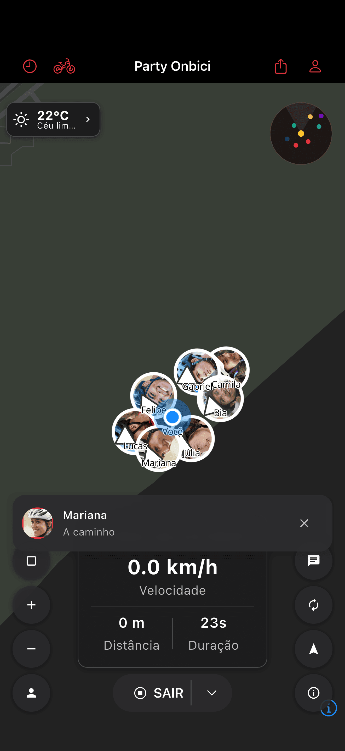 Toast de mensagem em pedal com avatar do remetente (dark mode)