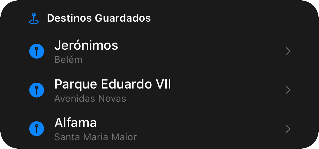 Destinos guardados (dark)