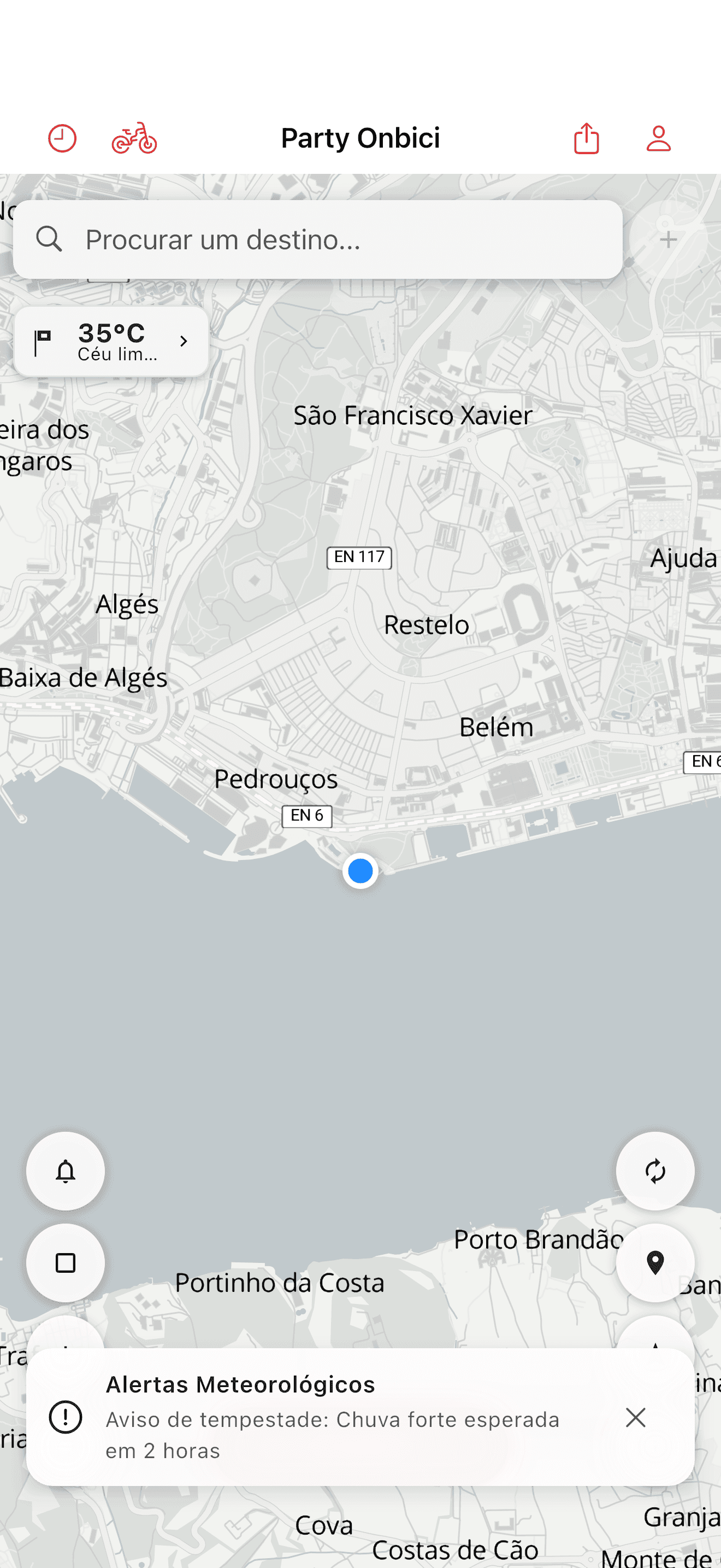 Agrupamentos de estacionamento de bicicletas no mapa (light mode)