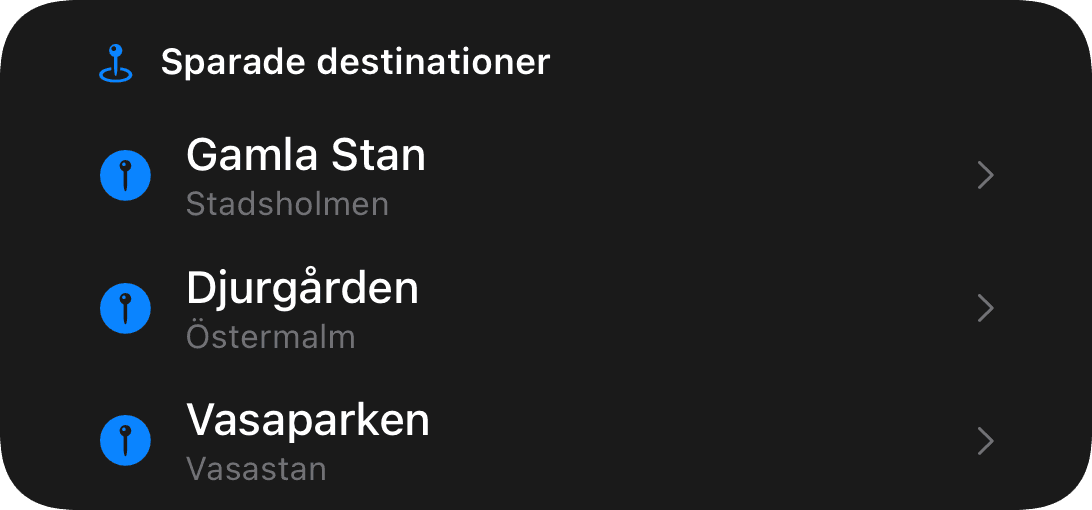 Sparade destinationer (dark)