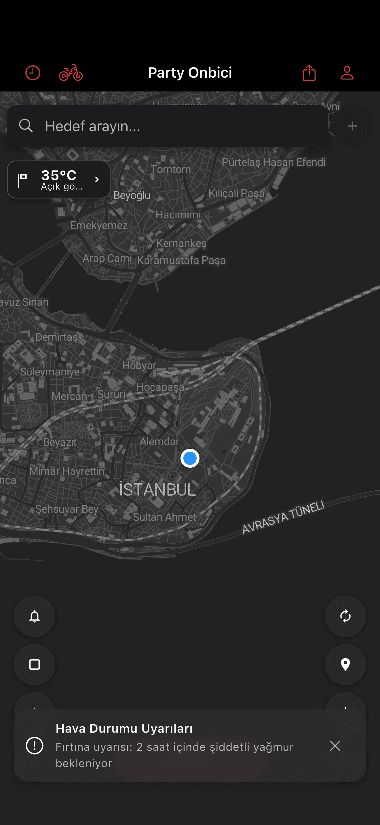 Haritadaki bisiklet park kümeleri (dark mode)