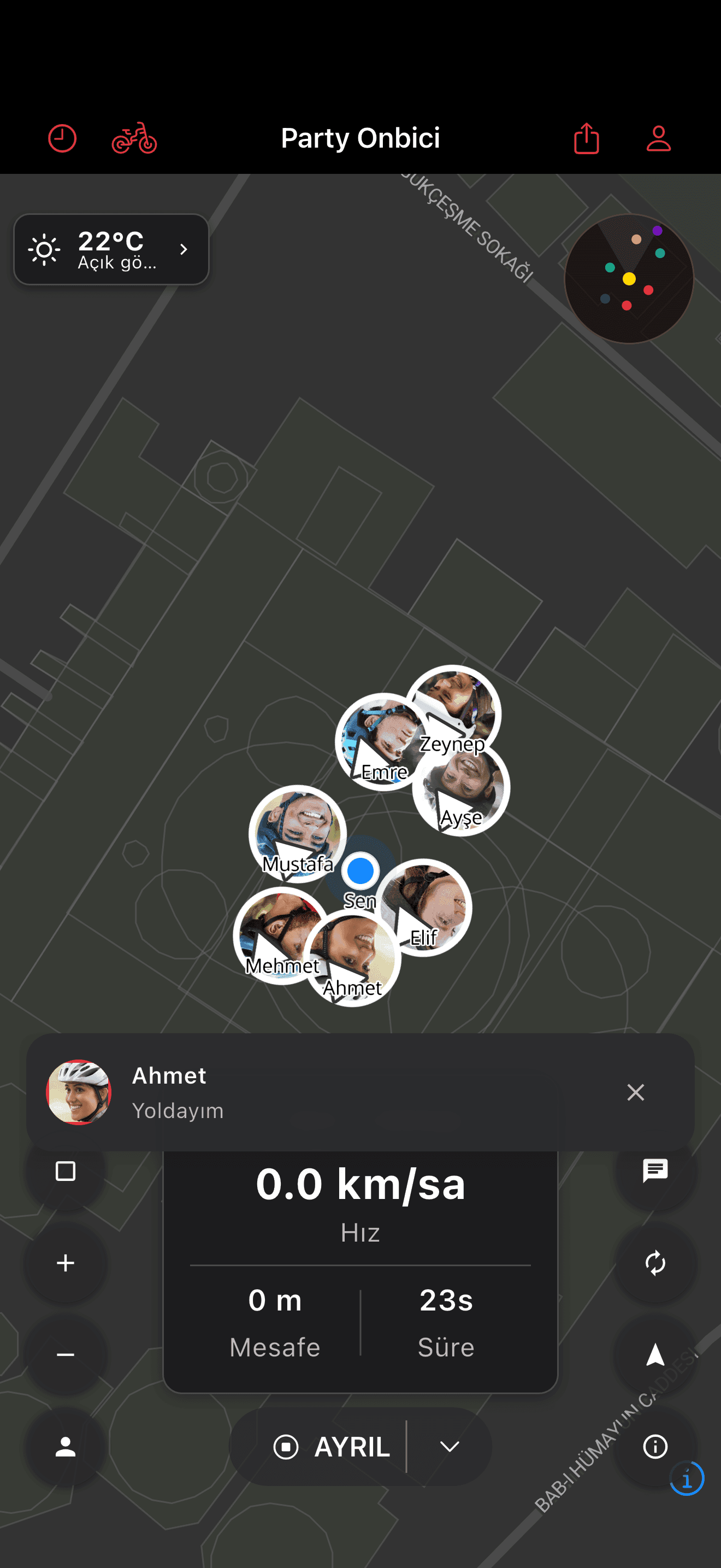 Gönderici avatarlı sürüş içi mesaj toast'ı (dark mode)