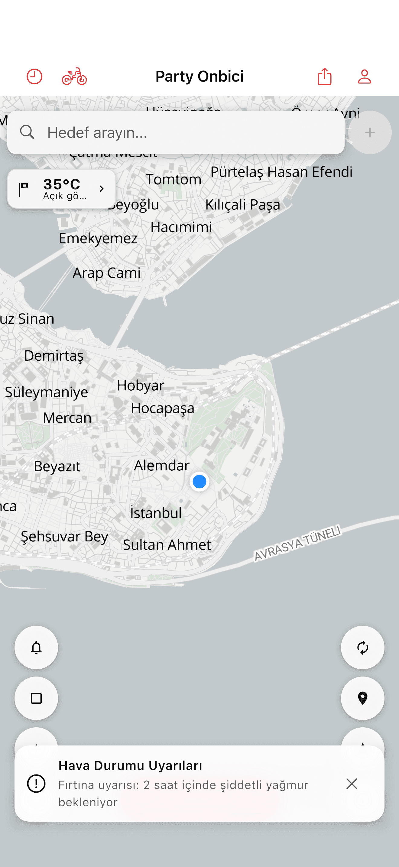 Haritadaki bisiklet park kümeleri (light mode)