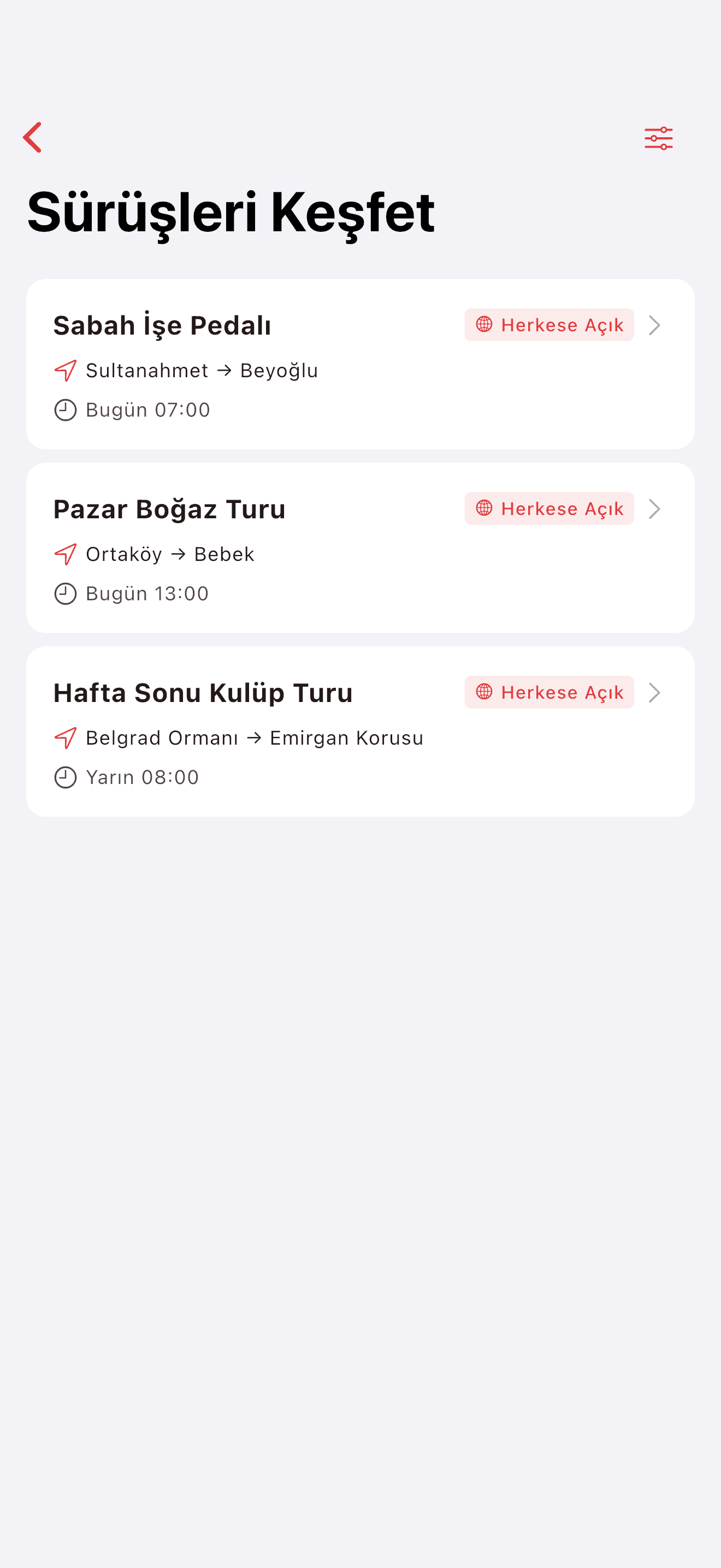 Haritada yakındaki partileri keşfedin (light mode)