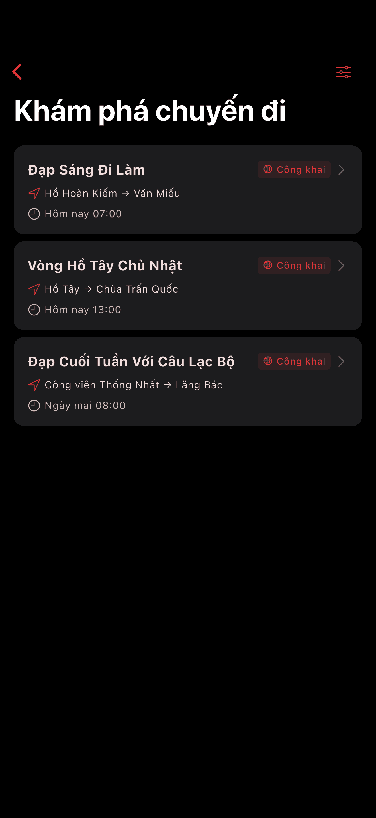 Khám phá party gần đó trên bản đồ (dark mode)