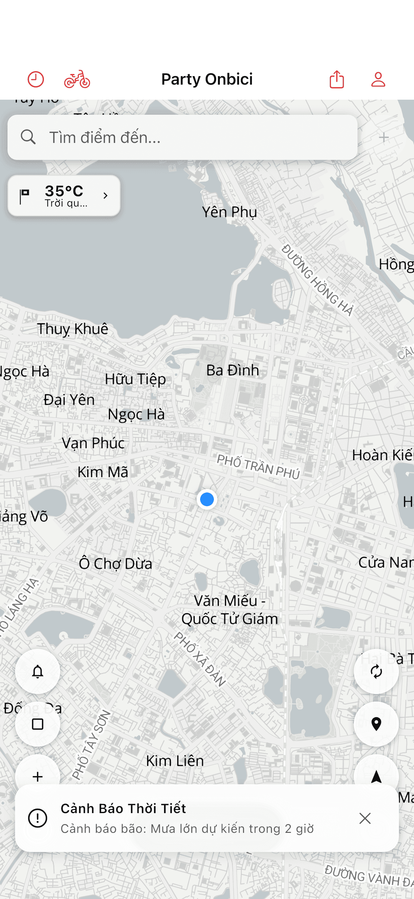 Các cụm điểm đậu xe đạp trên bản đồ (light mode)