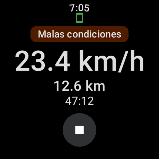 Wear OS: single-line weather alert above the ride control