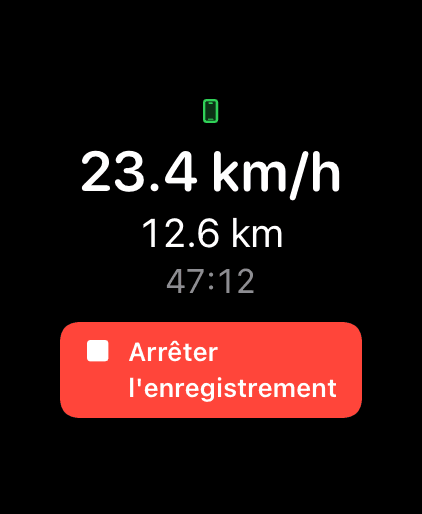 Apple Watch: live ride stats with stop control