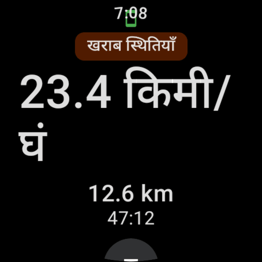 Wear OS: single-line weather alert above the ride control
