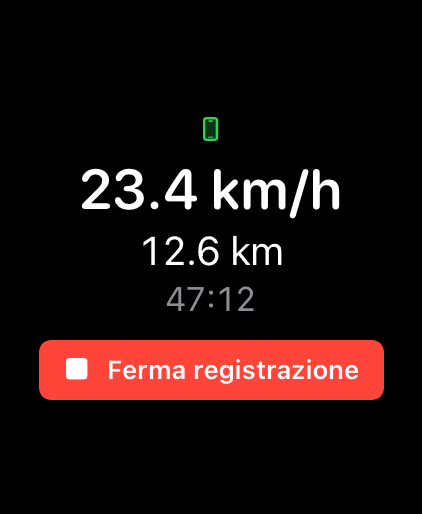 Apple Watch: live ride stats with stop control