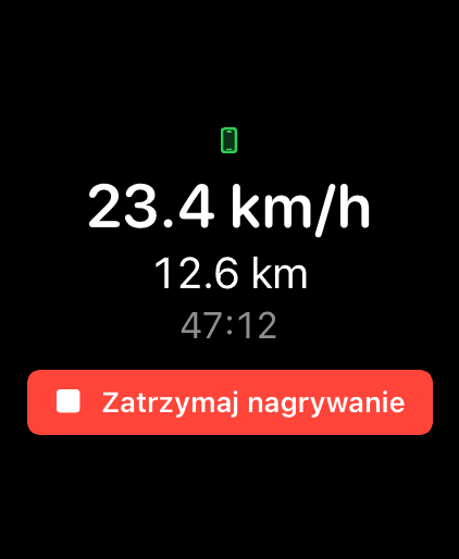 Apple Watch: live ride stats with stop control