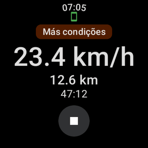 Wear OS: single-line weather alert above the ride control