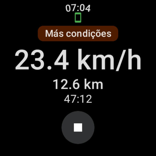 Wear OS: single-line weather alert above the ride control