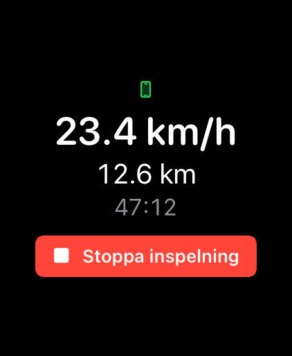 Apple Watch: live ride stats with stop control