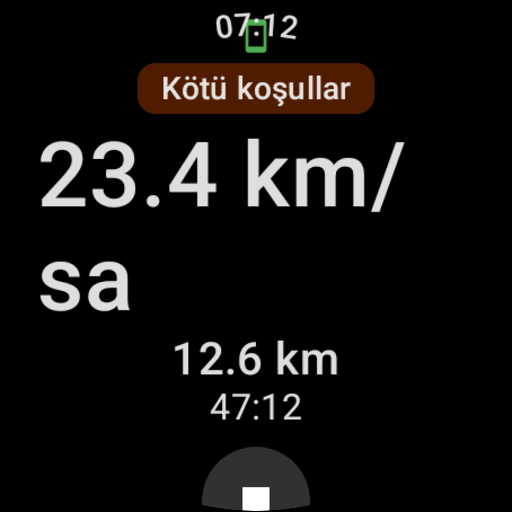Wear OS: single-line weather alert above the ride control