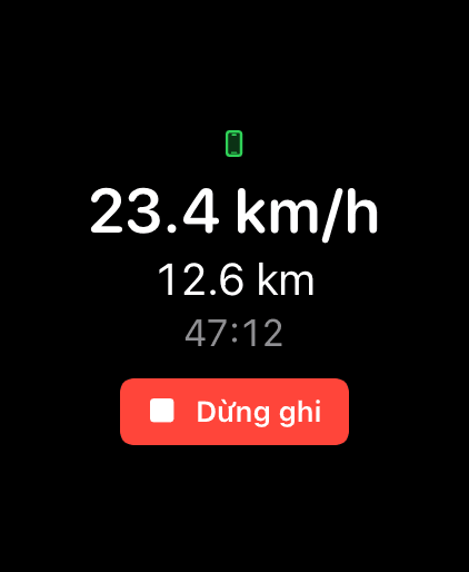 Apple Watch: live ride stats with stop control