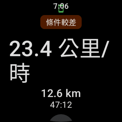 Wear OS: single-line weather alert above the ride control