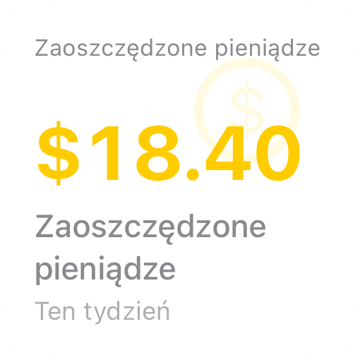 Widżet iOS Zaoszczędzone pieniądze