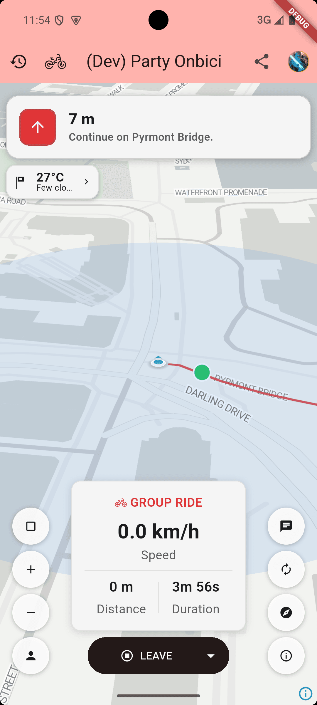 턴바이턴 길안내가 포함된 그룹 라이드를 표시하는 Android 앱