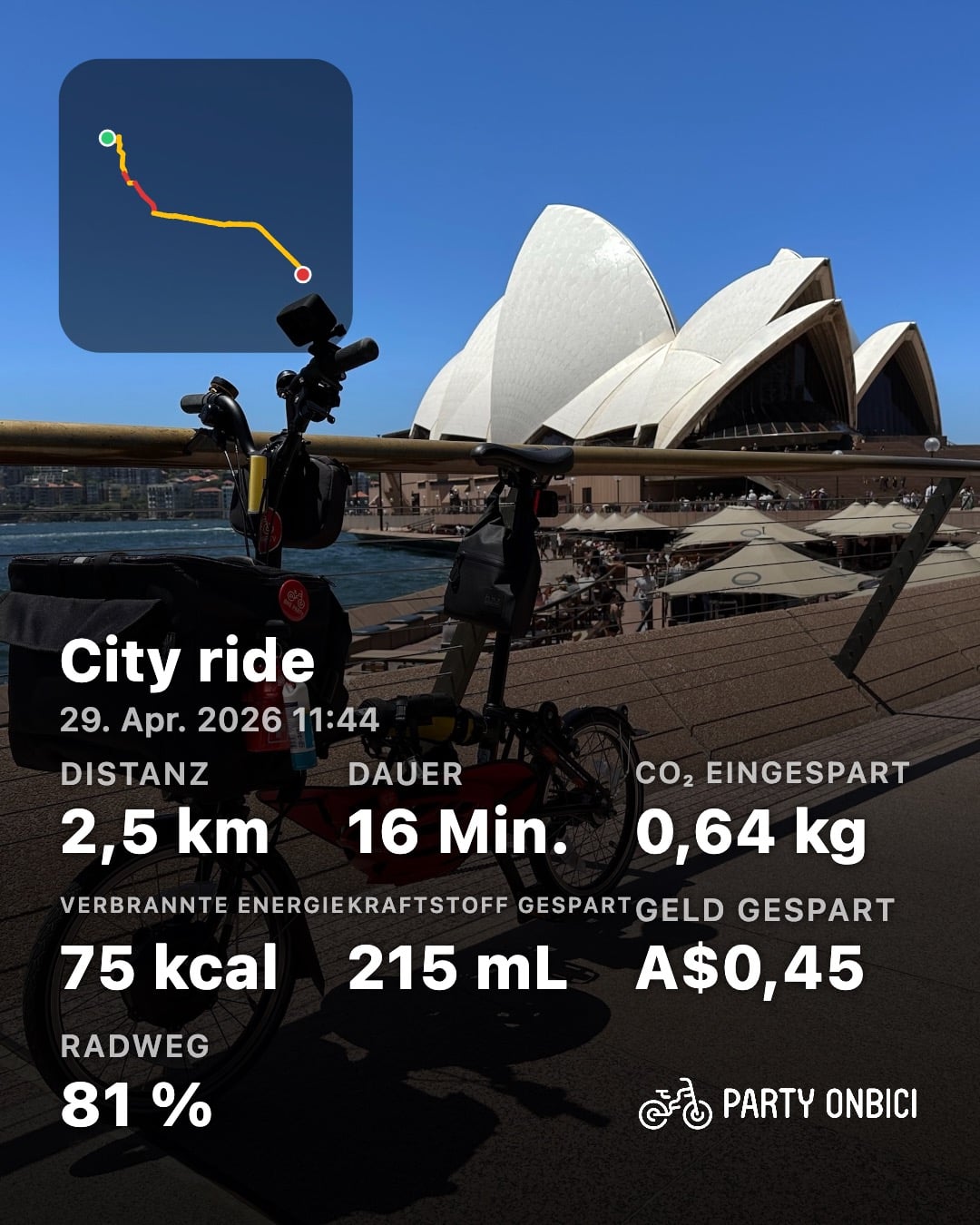 A Party Onbici ride share card, localized