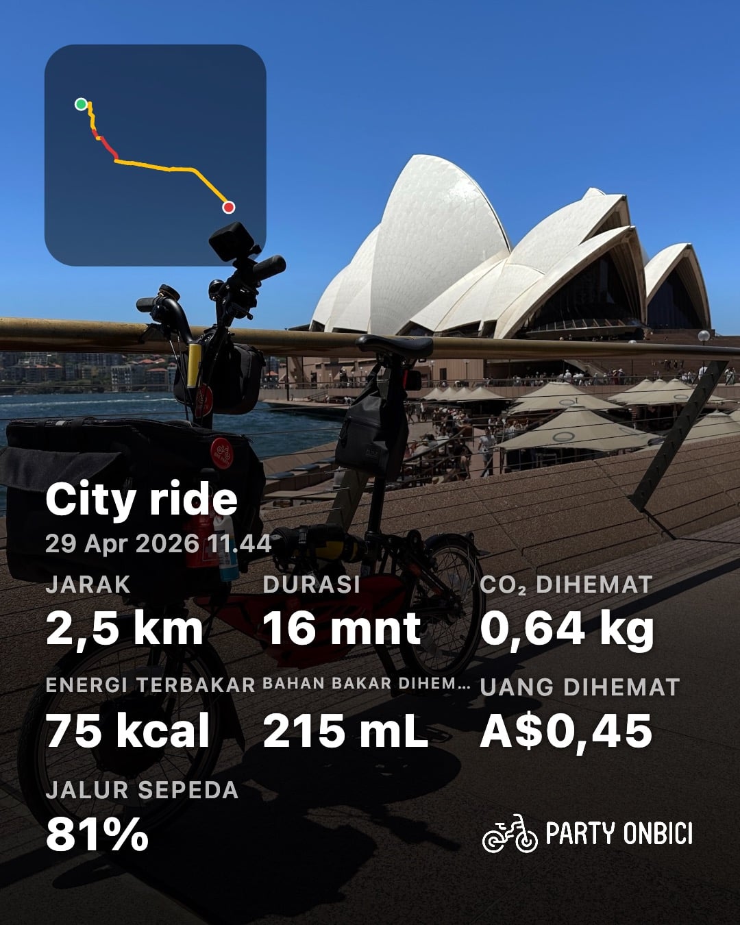 A Party Onbici ride share card, localized