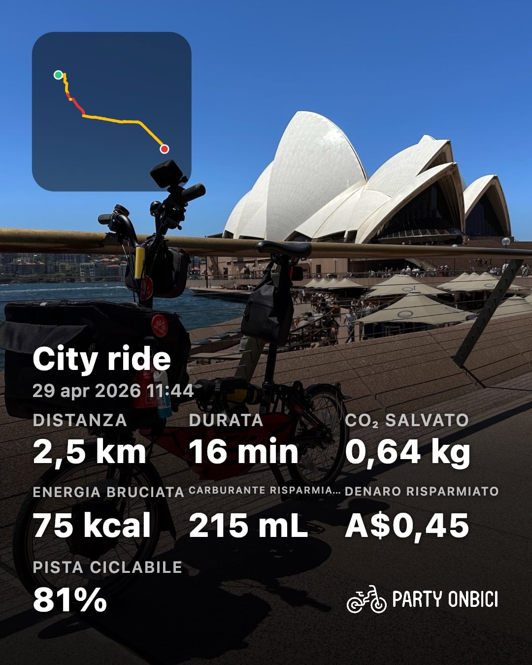A Party Onbici ride share card, localized