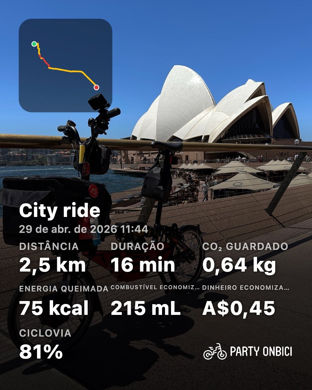 A Party Onbici ride share card, localized