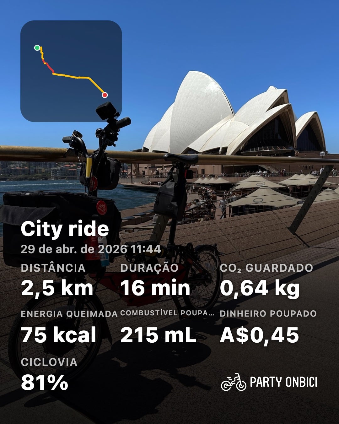 A Party Onbici ride share card, localized